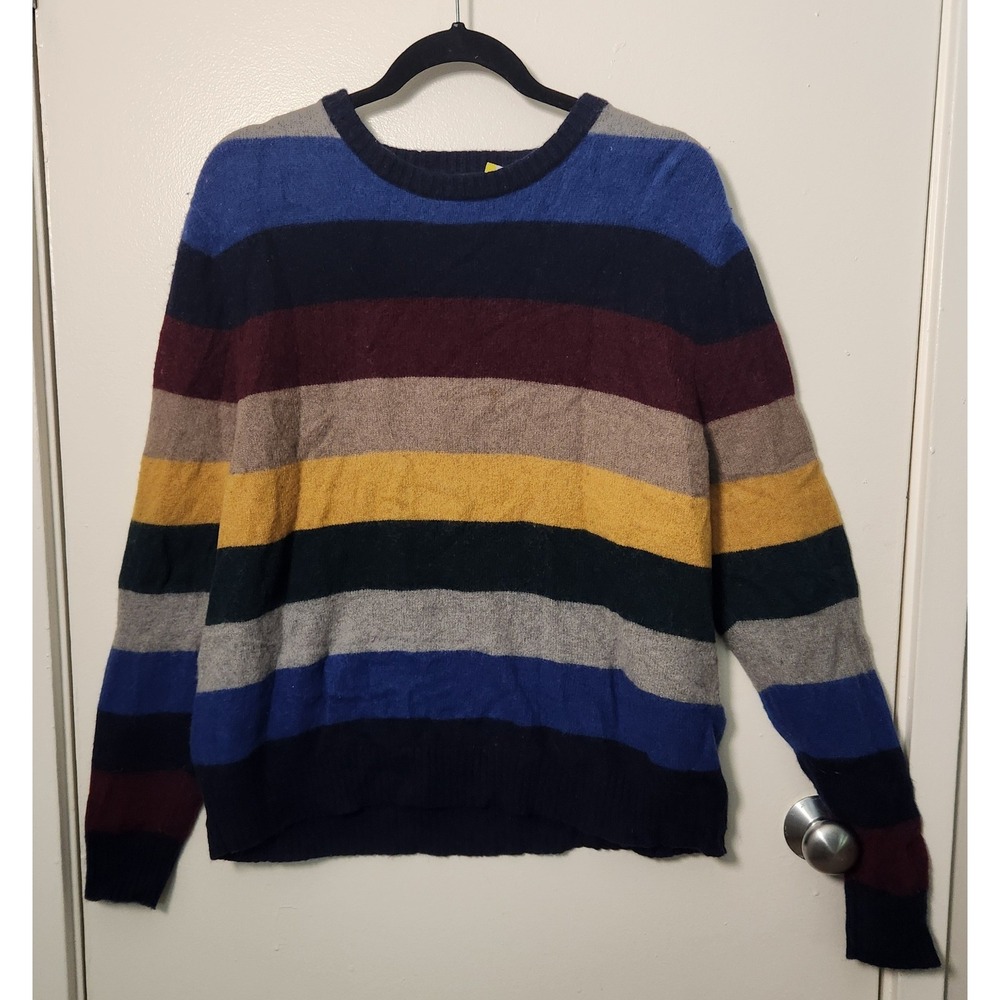 Brooks Brothers Men's Large Striped Italian Yarn Merino Wool Multi-Color Sweater